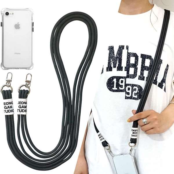 iPhone13 Pro スマホショルダー 【 TPUクリアケース 3連紐ストラップ付 】