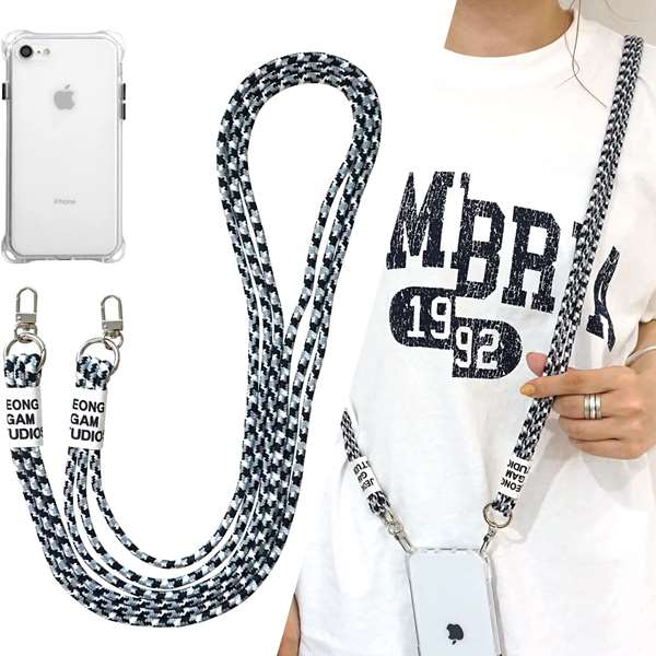 iPhone XS スマホショルダー 【 TPUクリアケース 3連紐ストラップ付 】