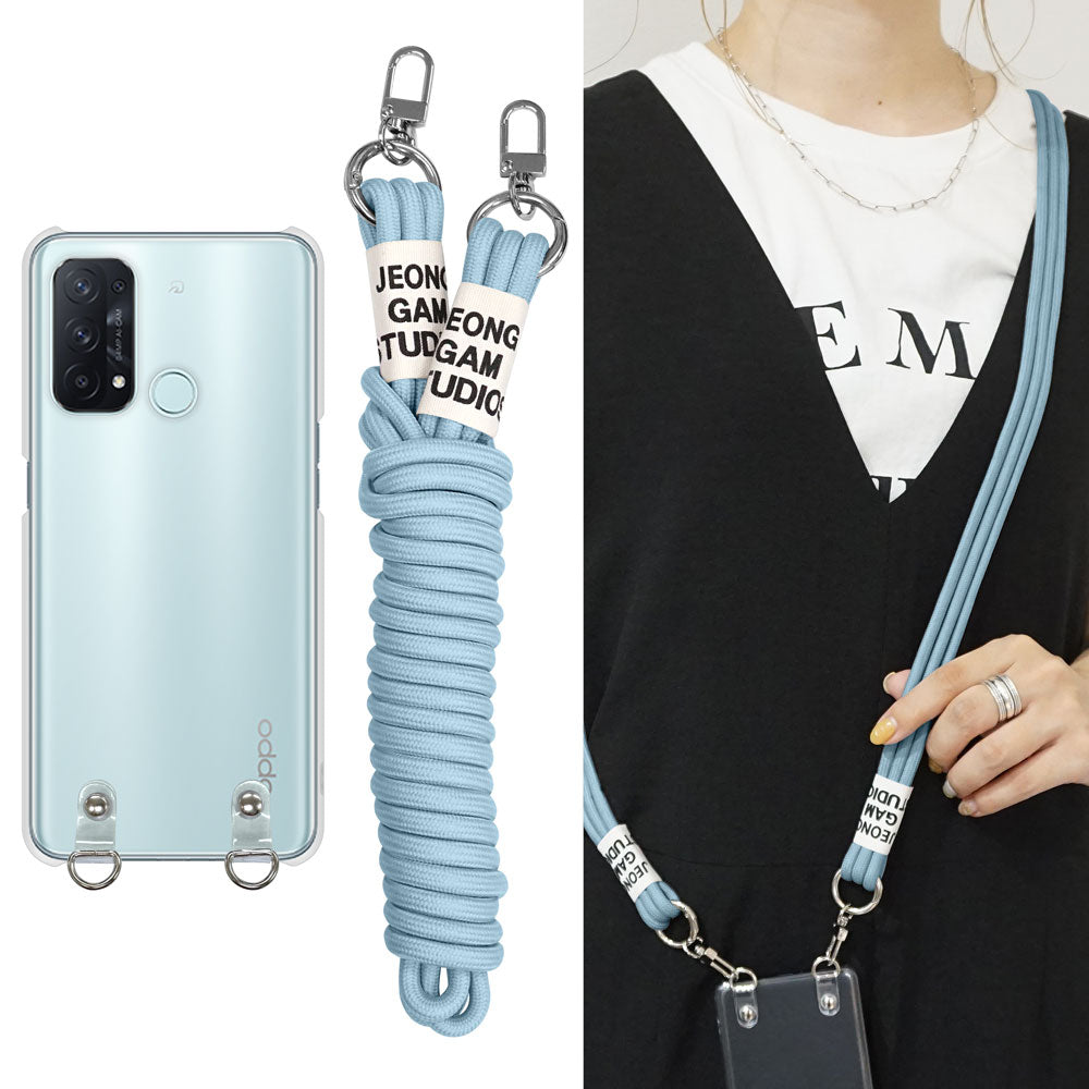 iPhone14 Plus スマホショルダー 透明 クリアハードケース 3連紐ストラップ付 肩掛け