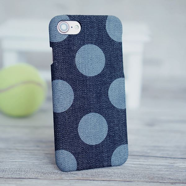 iPhone6 PLUS 水玉岡山デニムまるっと全貼りハードケース