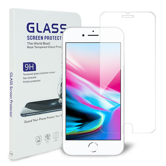 iPhone8 強化ガラス液晶保護フィルム 0.5mm 表面硬度9H 衝撃吸収 指紋防止 防水