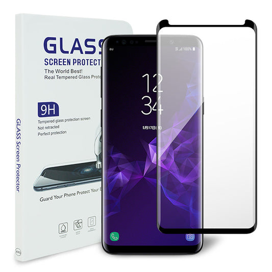 Galaxy S9 SCV38 au 強化ガラス液晶保護フィルム 0.5mm 表面硬度9H 衝撃吸収 指紋防止 防水