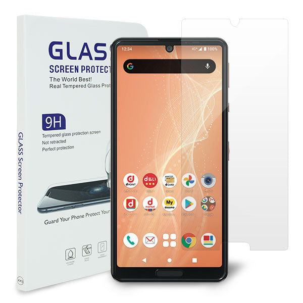 AQUOS sense5G SH-53A docomo 強化ガラス液晶保護フィルム 0.5mm 表面硬度9H 衝撃吸収 指紋防止 防水