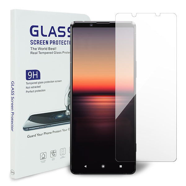Xperia 1 II SOG01 au 強化ガラス液晶保護フィルム 0.5mm 表面硬度9H 衝撃吸収 指紋防止 防水