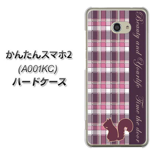 Y!mobile かんたんスマホ2 A001KC 高画質仕上げ 背面印刷 ハードケース【519 チェック柄にリス】