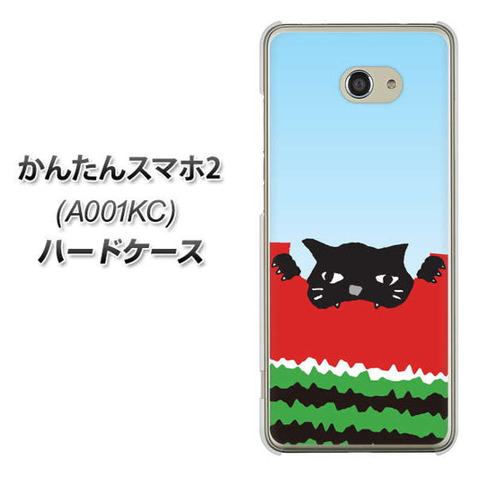 Y!mobile かんたんスマホ2 A001KC 高画質仕上げ 背面印刷 ハードケース【IA815 すいかをかじるネコ(大)】