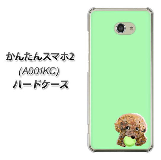 Y!mobile かんたんスマホ2 A001KC 高画質仕上げ 背面印刷 ハードケース【YJ055 トイプードル&ボール(グリーン)】