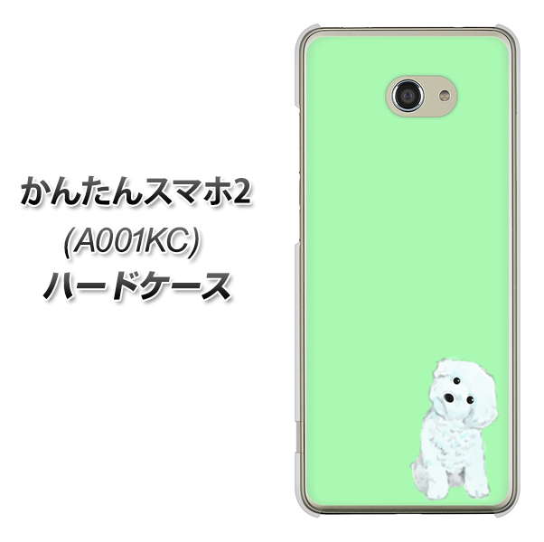 Y!mobile かんたんスマホ2 A001KC 高画質仕上げ 背面印刷 ハードケース【YJ071 トイプードルホワイト(グリーン)】