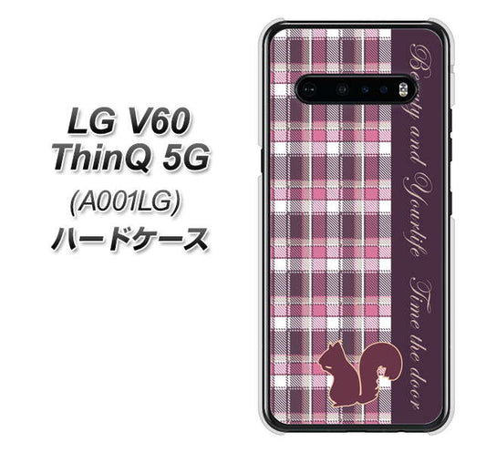 SoftBank LG V60 ThinQ 5G A001LG 高画質仕上げ 背面印刷 ハードケース【519 チェック柄にリス】
