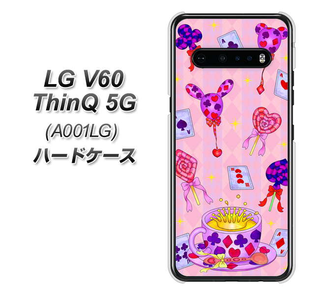 SoftBank LG V60 ThinQ 5G A001LG 高画質仕上げ 背面印刷 ハードケース【AG817 トランプティー(ピンク)】