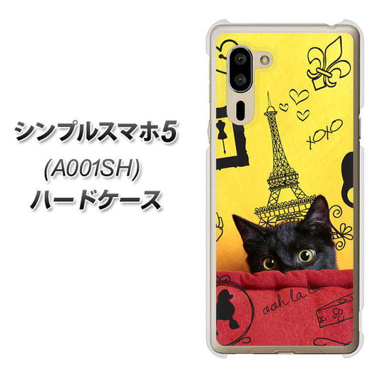 SoftBank シンプルスマホ5 A001SH 高画質仕上げ 背面印刷 ハードケース【686 パリの子猫】