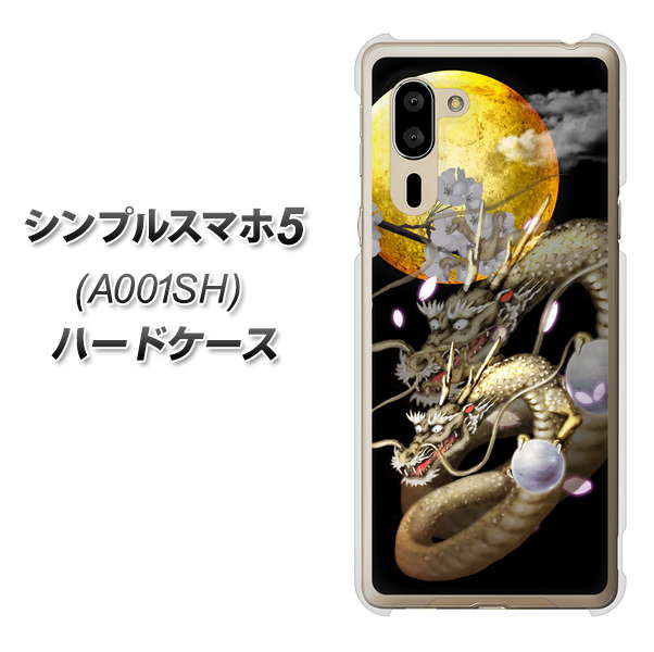 SoftBank シンプルスマホ5 A001SH 高画質仕上げ 背面印刷 ハードケース【1003 月と龍】