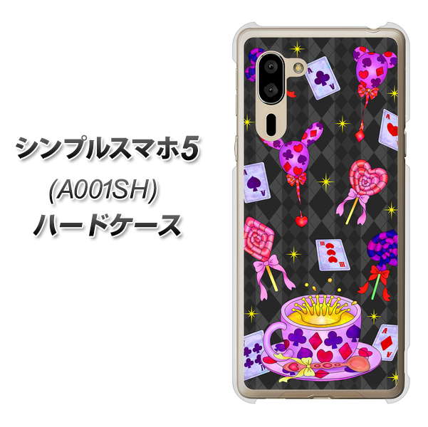 SoftBank シンプルスマホ5 A001SH 高画質仕上げ 背面印刷 ハードケース【AG818 トランプティー(黒)】