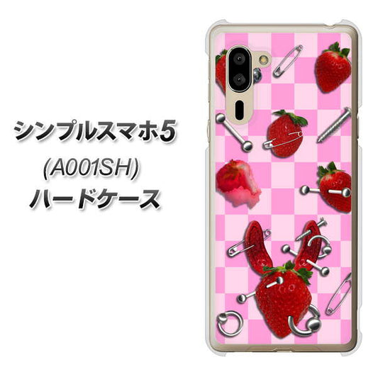 SoftBank シンプルスマホ5 A001SH 高画質仕上げ 背面印刷 ハードケース【AG832 苺パンク(ピンク)】