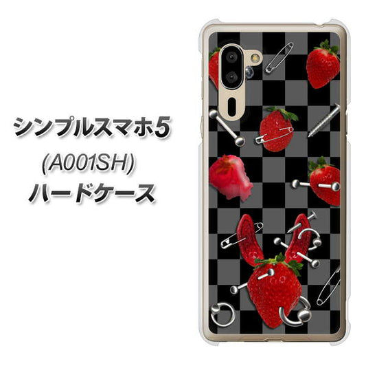 SoftBank シンプルスマホ5 A001SH 高画質仕上げ 背面印刷 ハードケース【AG833 苺パンク(黒)】