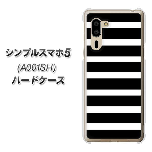 SoftBank シンプルスマホ5 A001SH 高画質仕上げ 背面印刷 ハードケース【EK879 ボーダーブラック(L)】