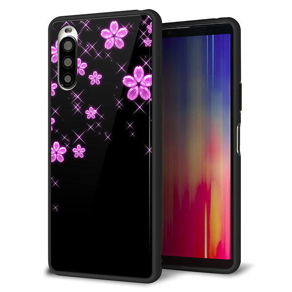 Y!mobile エクスペリア10 II A001SO 強化ガラス&TPUスマホケース ガラプリ【019 桜クリスタル】