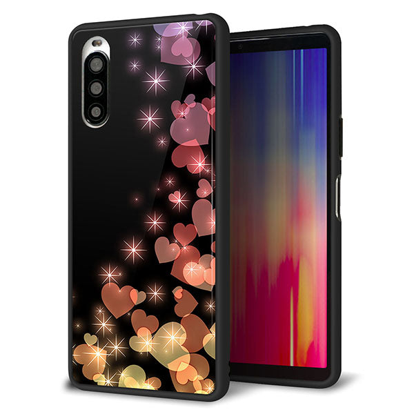 Y!mobile エクスペリア10 II A001SO 強化ガラス&TPUスマホケース ガラプリ【020 夜のきらめきハート】