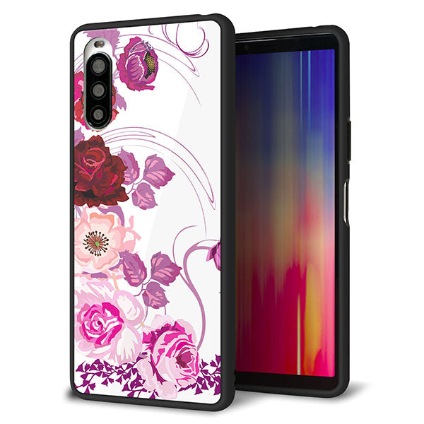 Y!mobile エクスペリア10 II A001SO 強化ガラス&TPUスマホケース ガラプリ【116 6月のバラ】