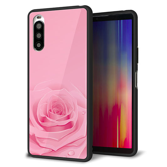 Y!mobile エクスペリア10 II A001SO 強化ガラス&TPUスマホケース ガラプリ【401 ピンクのバラ】