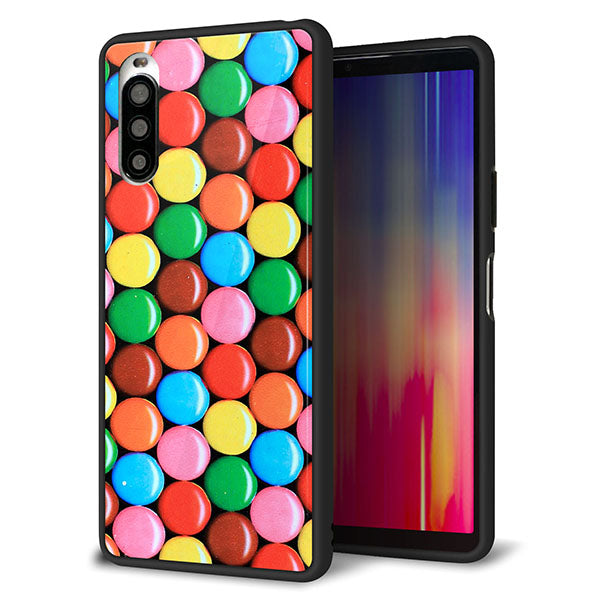 Y!mobile エクスペリア10 II A001SO 強化ガラス&TPUスマホケース ガラプリ【448 マーブルチョコ】