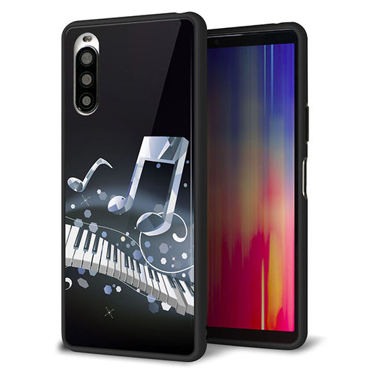 Y!mobile エクスペリア10 II A001SO 強化ガラス&TPUスマホケース ガラプリ【575 鍵盤に踊る音】