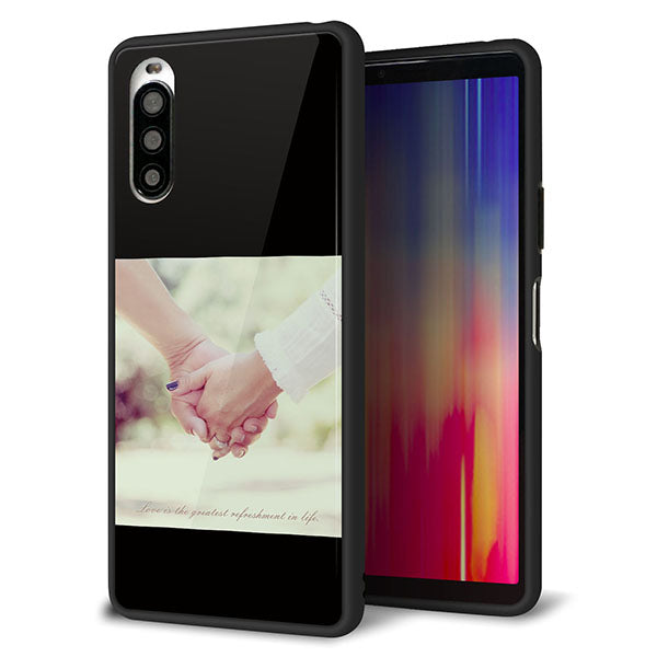 Y!mobile エクスペリア10 II A001SO 強化ガラス&TPUスマホケース ガラプリ【KM875 カップル】
