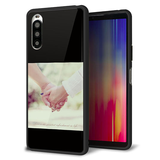 Y!mobile エクスペリア10 II A001SO 強化ガラス&TPUスマホケース ガラプリ【KM875 カップル】