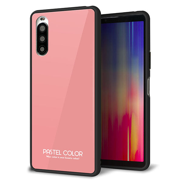 Y!mobile エクスペリア10 II A001SO 強化ガラス&TPUスマホケース ガラプリ【KM902 パステルカラー(パステルレッド)】