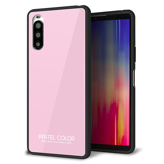 Y!mobile エクスペリア10 II A001SO 強化ガラス&TPUスマホケース ガラプリ【KM903 パステルカラー(パステルローズピンク)】