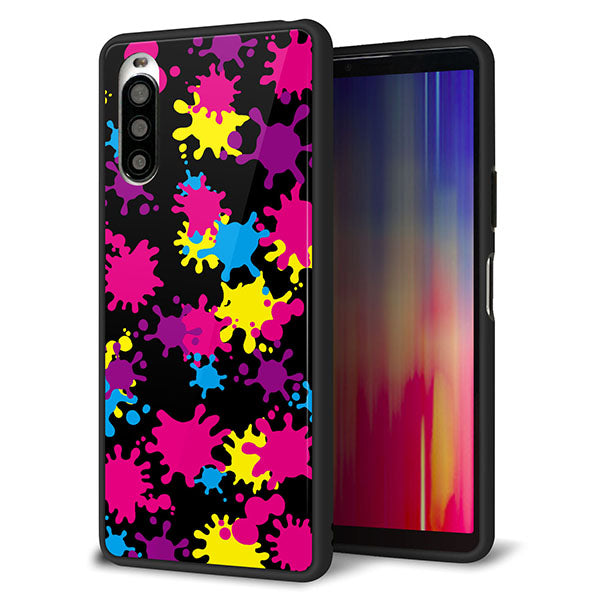 Y!mobile エクスペリア10 II A001SO 強化ガラス&TPUスマホケース ガラプリ【MA877 ペイントブラック】