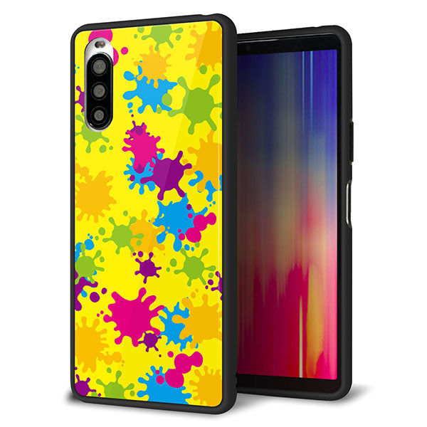 Y!mobile エクスペリア10 II A001SO 強化ガラス&TPUスマホケース ガラプリ【MA879 ペイントイエロー】