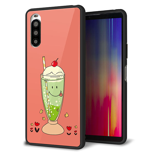 Y!mobile エクスペリア10 II A001SO 強化ガラス&TPUスマホケース ガラプリ【MA900 クリームソーダ】
