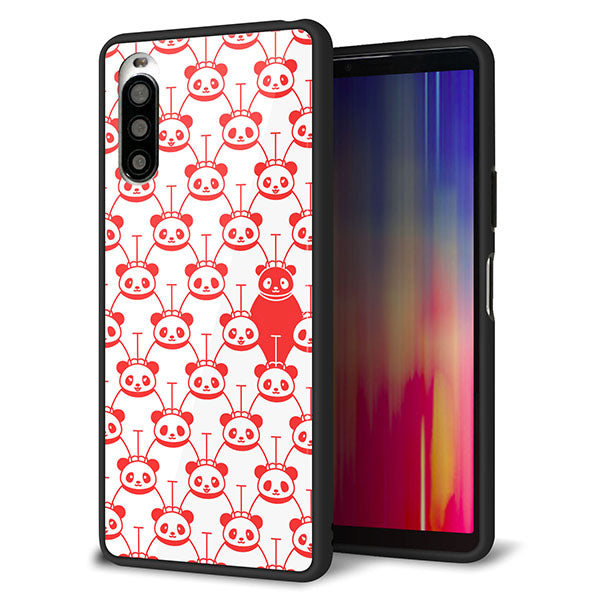 Y!mobile エクスペリア10 II A001SO 強化ガラス&TPUスマホケース ガラプリ【MA913 パターン パンダ】