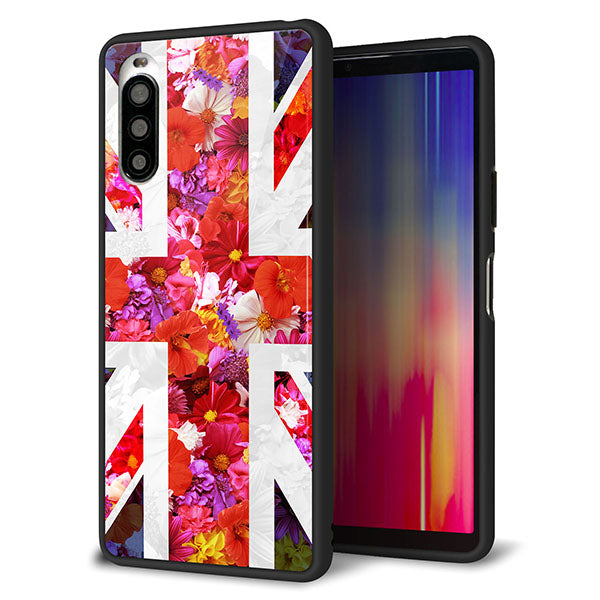 Y!mobile エクスペリア10 II A001SO 強化ガラス&TPUスマホケース ガラプリ【SC801 ユニオンジャック リアルフラワー】