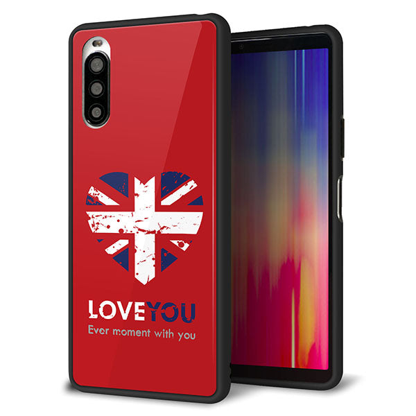 Y!mobile エクスペリア10 II A001SO 強化ガラス&TPUスマホケース ガラプリ【SC804 ユニオンジャック ハートビンテージレッド】