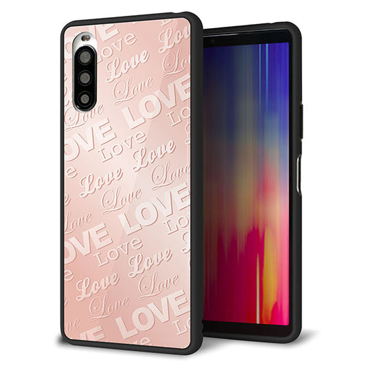 Y!mobile エクスペリア10 II A001SO 強化ガラス&TPUスマホケース ガラプリ【SC841 エンボス風LOVEリンク(ローズピンク)】