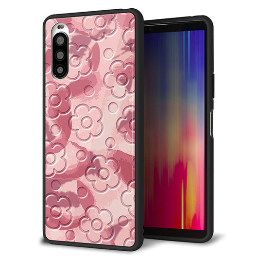Y!mobile エクスペリア10 II A001SO 強化ガラス&TPUスマホケース ガラプリ【SC846 フラワーヴェルニ花ピンク(ローズヴェルール)】