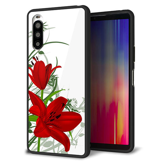 Y!mobile エクスペリア10 II A001SO 強化ガラス&TPUスマホケース ガラプリ【SC850 ユリ(レッド)】