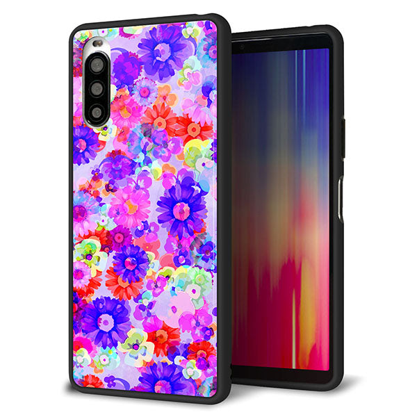 Y!mobile エクスペリア10 II A001SO 強化ガラス&TPUスマホケース ガラプリ【SC868 リバティプリント フルールドパルファン(パープル)】