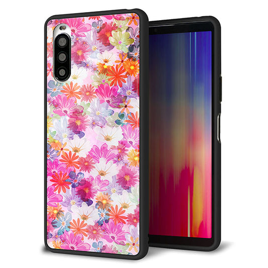 Y!mobile エクスペリア10 II A001SO 強化ガラス&TPUスマホケース ガラプリ【SC874 リバティプリント プレスドフラワー(ピンク)】