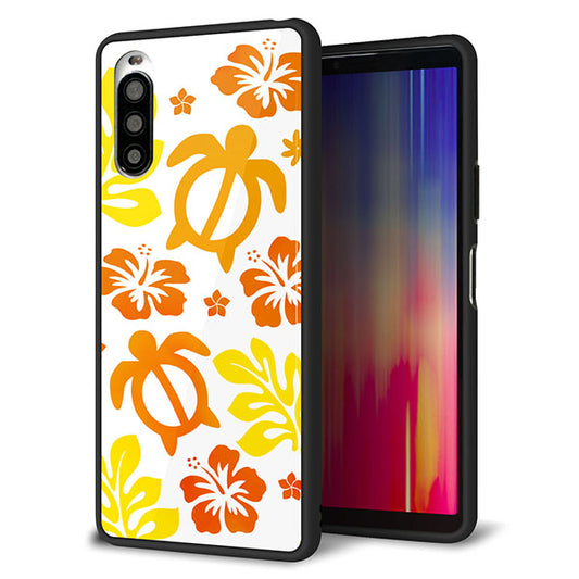 Y!mobile エクスペリア10 II A001SO 強化ガラス&TPUスマホケース ガラプリ【SC877 ハワイアンアロハホヌ(イエロー)】