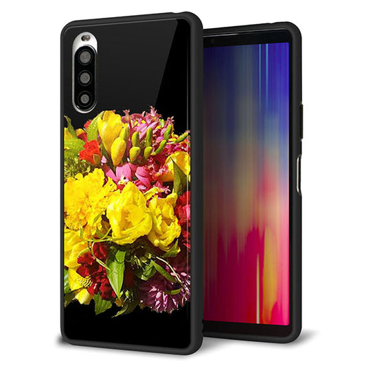 Y!mobile エクスペリア10 II A001SO 強化ガラス&TPUスマホケース ガラプリ【YI883 フラワー4】