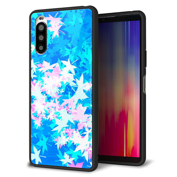 Y!mobile エクスペリア10 II A001SO 強化ガラス&TPUスマホケース ガラプリ【YJ290 デザインもみじ】