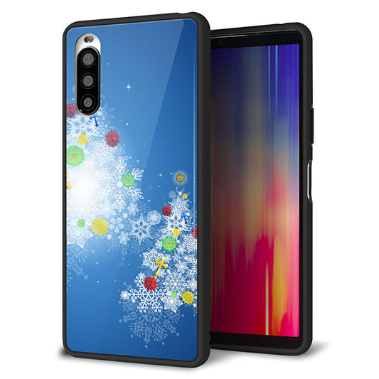 Y!mobile エクスペリア10 II A001SO 強化ガラス&TPUスマホケース ガラプリ【YJ347 クリスマスツリー】