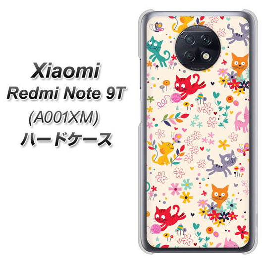 SoftBank Xiaomi(シャオミ)Redmi Note 9T A001XM 高画質仕上げ 背面印刷 ハードケース【693 ネコのあそび場】