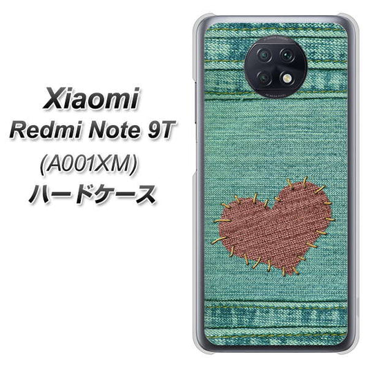 SoftBank Xiaomi(シャオミ)Redmi Note 9T A001XM 高画質仕上げ 背面印刷 ハードケース【1142 デニムとハート】