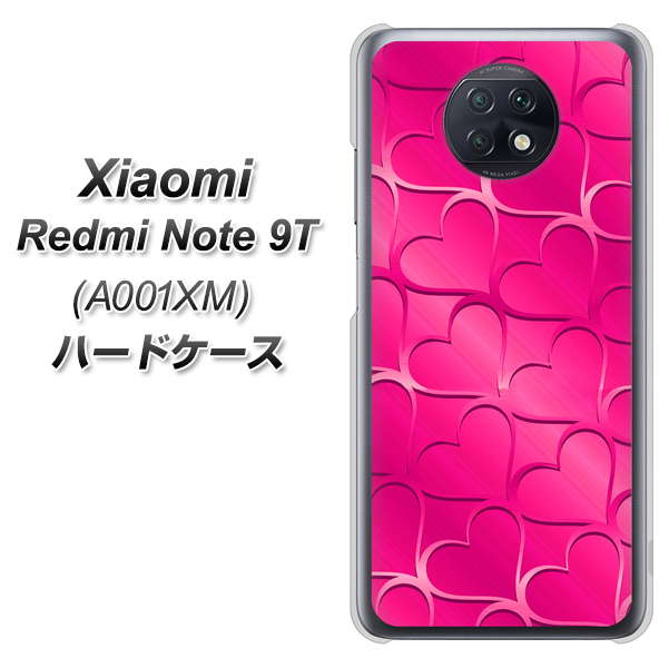 SoftBank Xiaomi(シャオミ)Redmi Note 9T A001XM 高画質仕上げ 背面印刷 ハードケース【1347 かくれハート(ショッキングピンク)】