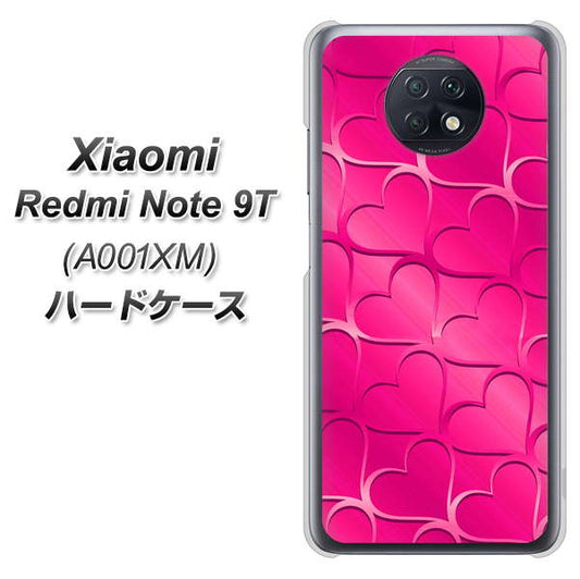 SoftBank Xiaomi(シャオミ)Redmi Note 9T A001XM 高画質仕上げ 背面印刷 ハードケース【1347 かくれハート(ショッキングピンク)】