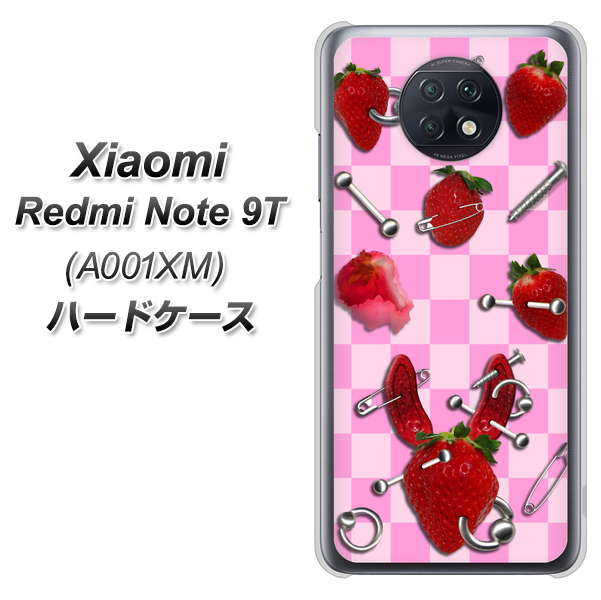 SoftBank Xiaomi(シャオミ)Redmi Note 9T A001XM 高画質仕上げ 背面印刷 ハードケース【AG832 苺パンク(ピンク)】